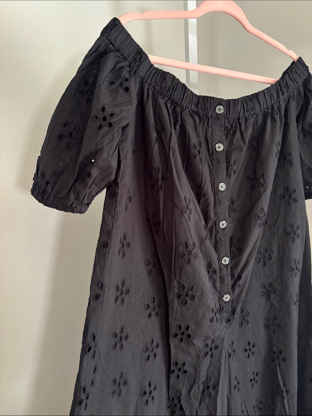 ASOS Black Eyelet Off-Shoulder Jumpsuit